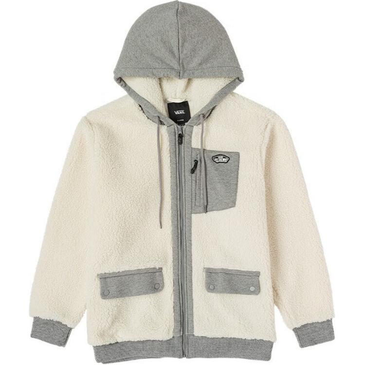 Vans Patchwork Vintage Zipper Hooded Multi-Pocket Jacket Men’s Off-White VN000FBX3KS