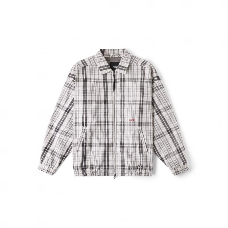 Vans Plaid Zip-Up Collared Jacket Light Gray Plaid VN000H2QCYF