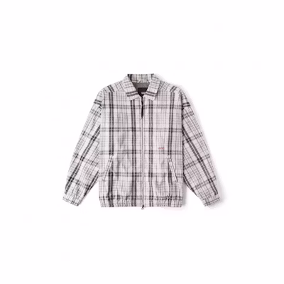 Vans Plaid Zip-Up Collared Jacket Light Gray Plaid VN000H2QCYF