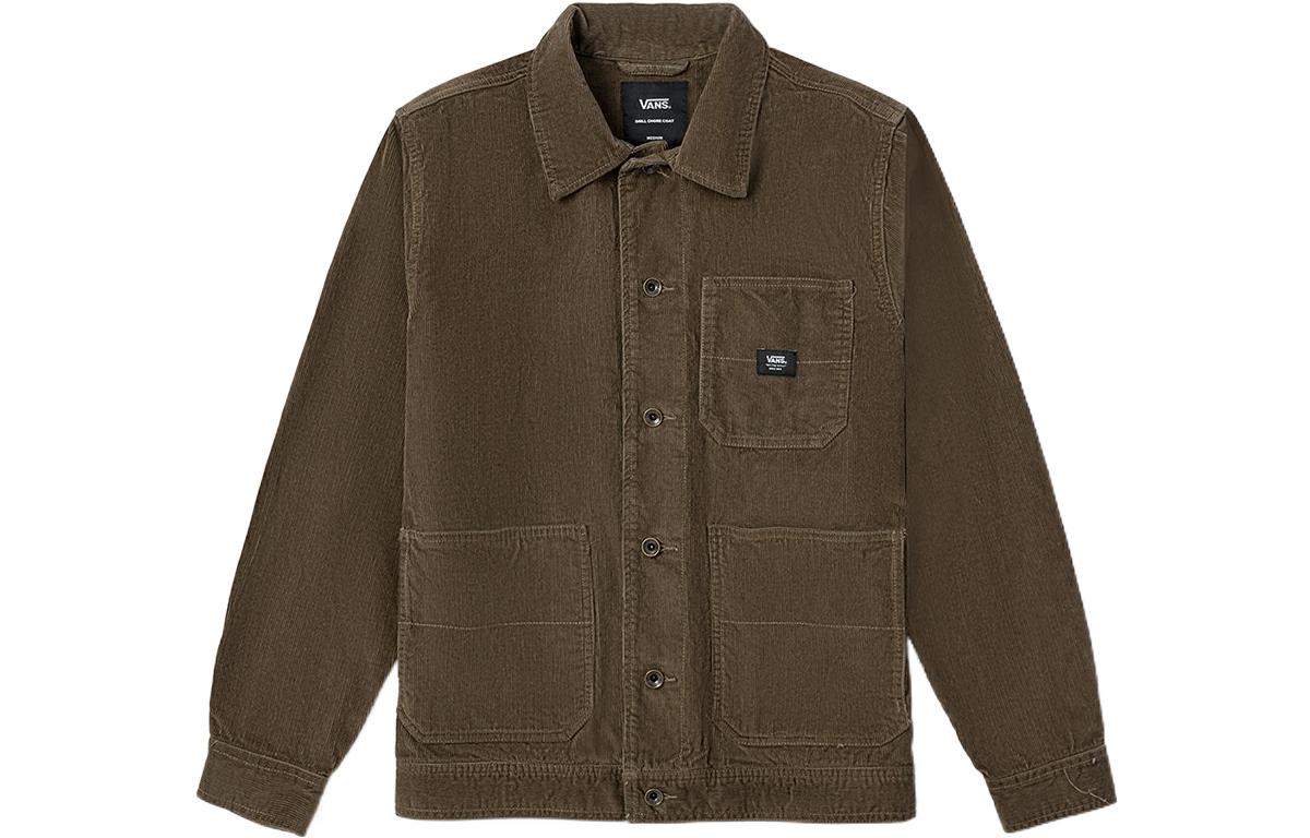 Vans Plain Logo Patch Button-Up Collar Long Sleeve Jacket Brown VN0A7SDR1LE