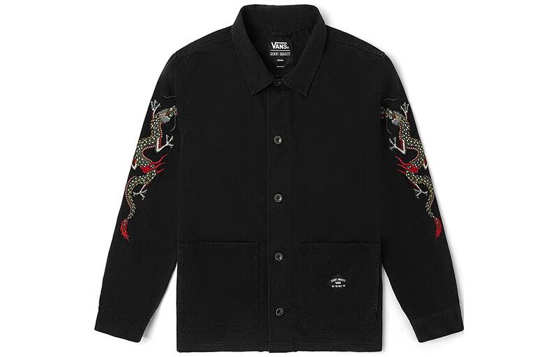 Vans Printed Long-Sleeve Jacket with Collared Button-Up - Black VN0A5KLWYXC
