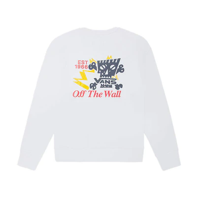 Vans Printed Loose Fit Pullover Sweatshirt White (Unisex) VN0A54JIWHT