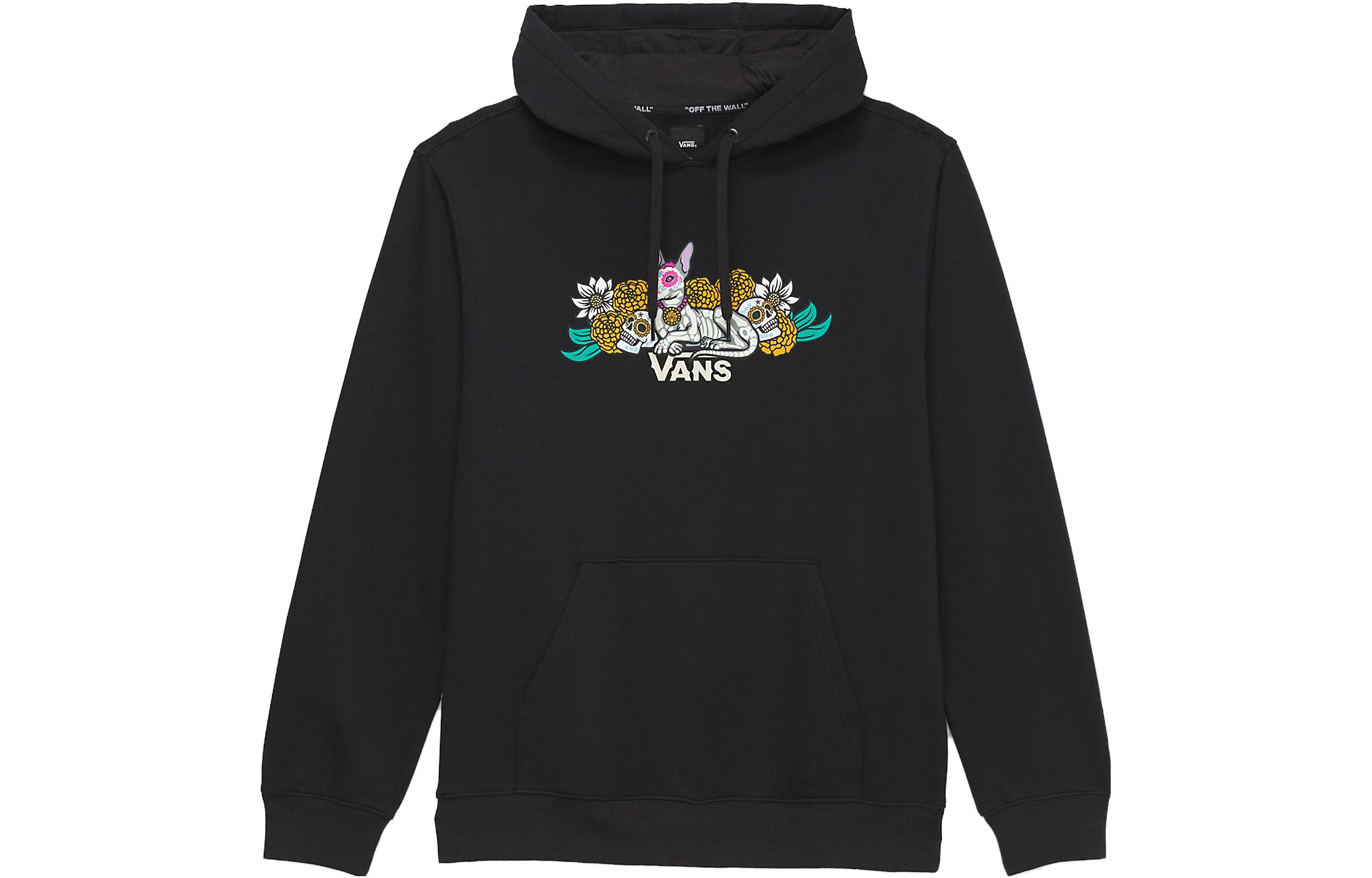 Vans Protected Pullover Hoodie Black Unisex Graphic Print Long Sleeve Sweatshirt VN000GY3BLK