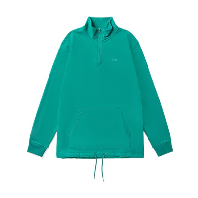 Vans Pullover Half-Zip High Collar Sweatshirt Green - Casual Loose Fit VN0A3W3DUUX