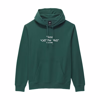 Vans Quoted Loose Pullover Hoodie Green Embroidered Logo Long Sleeve VN000GE2BDX