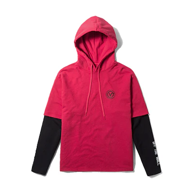 Vans Red and Black Letter Print Unisex Hoodie - Red VN0A3QTQ0PZ