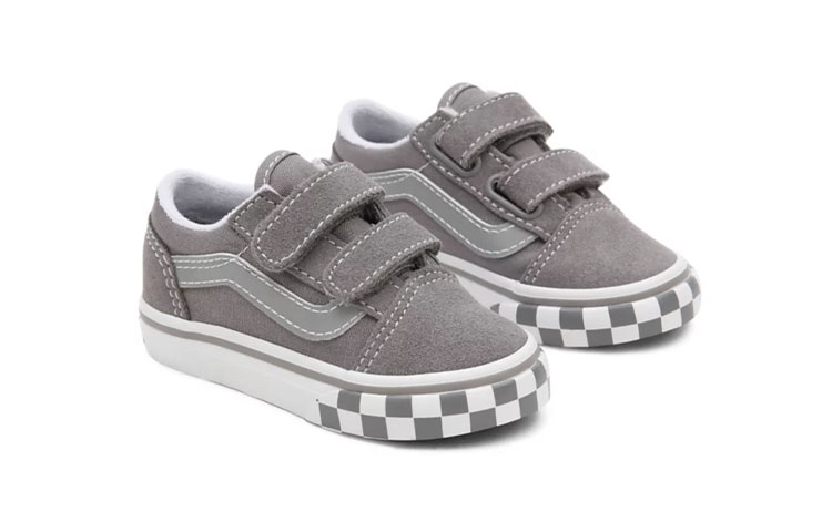 Lookbook 幼童 Vans Toddler 反光側條織 Old Skool 魔鬼氈低筒休閒滑板鞋 灰白