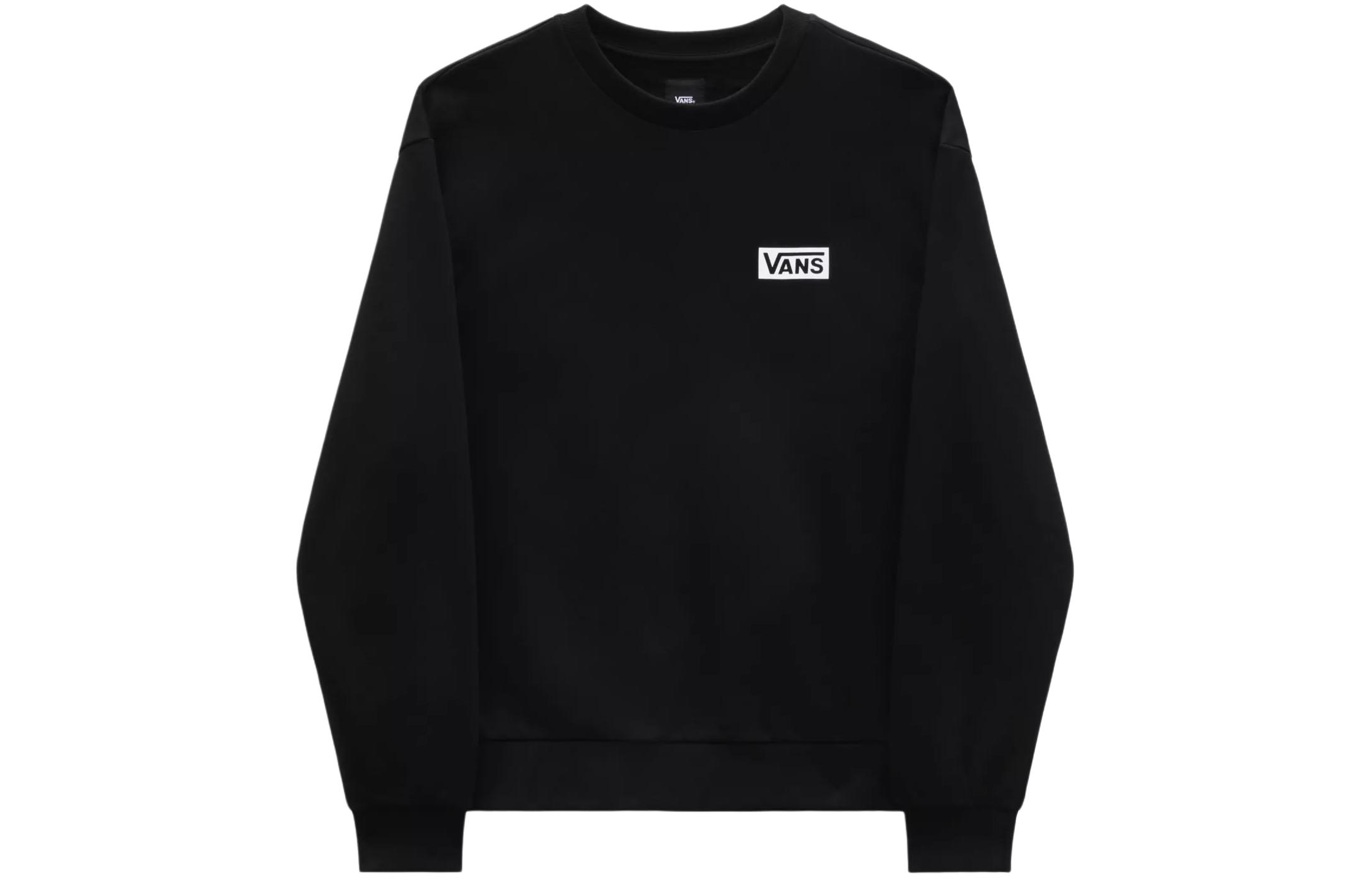 Vans Relaxed Fit Crewneck Logo Sweatshirt - Black Long Sleeve Pullover VN0007FPBLK