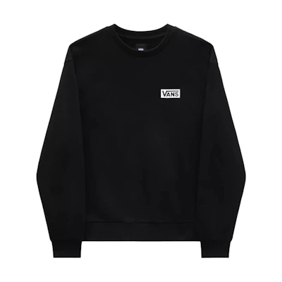 Vans Relaxed Fit Crewneck Logo Sweatshirt - Black Long Sleeve Pullover VN0007FPBLK