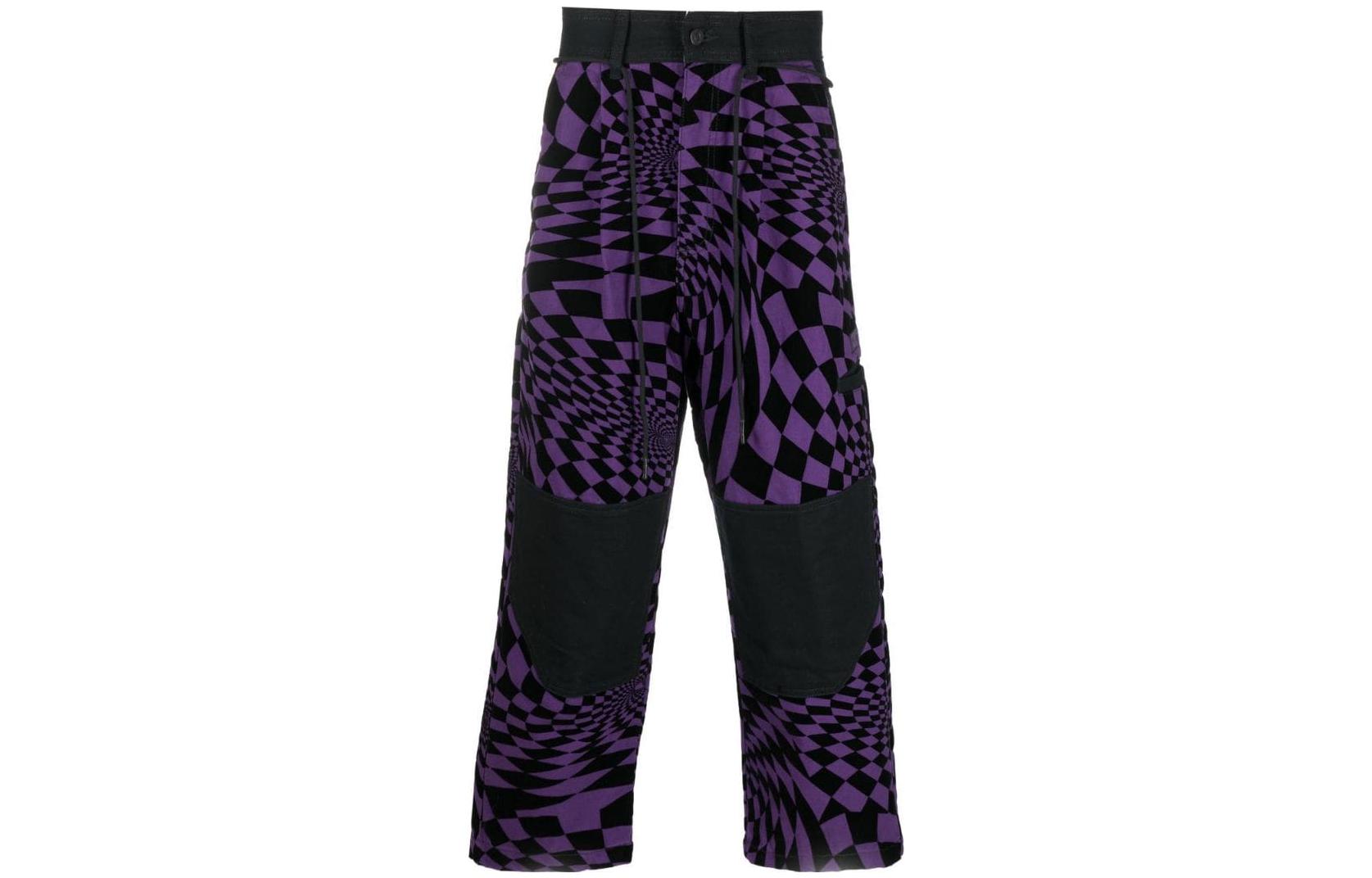 Vans Retro Abstract Print Straight-Leg Casual Pants Black Purple Mens. VN0000H2Y8A