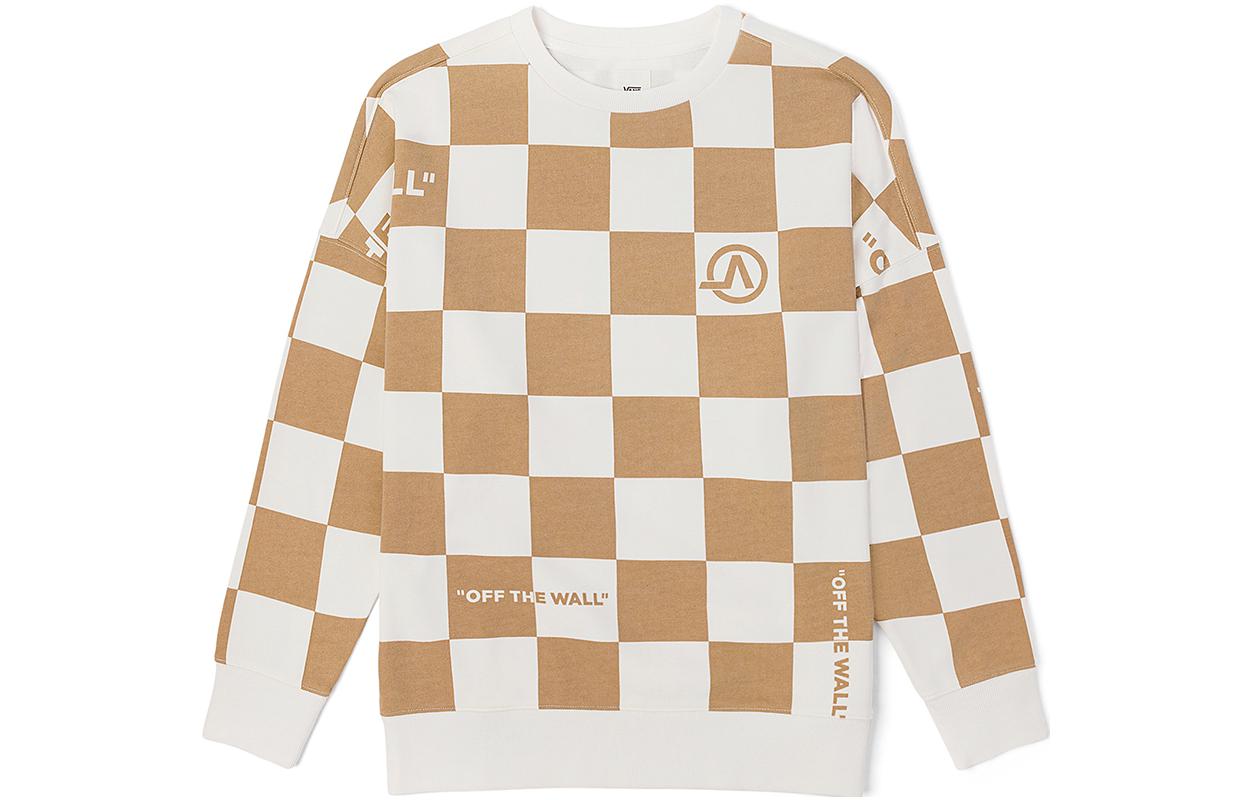 Vans Retro Brown Colorblock Checkered Logo Sweatshirt Unisex VN000919BSX