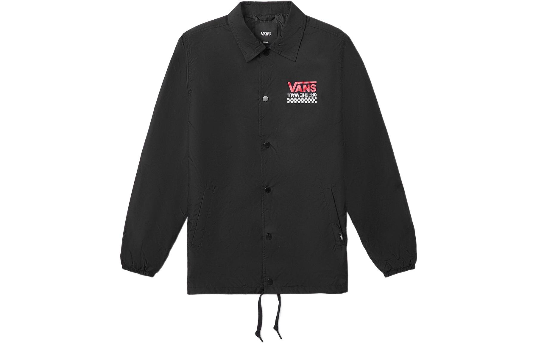 Vans Retro Casual Letter Print Long Sleeve Jacket Black Unisex VN0A4MLKBLK