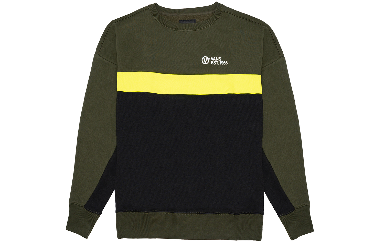 Vans Retro Colorblock Fleece Pullover Sweatshirt Green/Black VN0A4BP598O