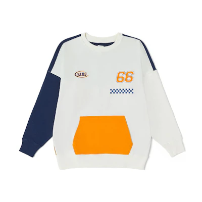 Vans Retro Colorblock Letter Print Crewneck Sweatshirt Unisex Off-White VN0A7YHHFS8