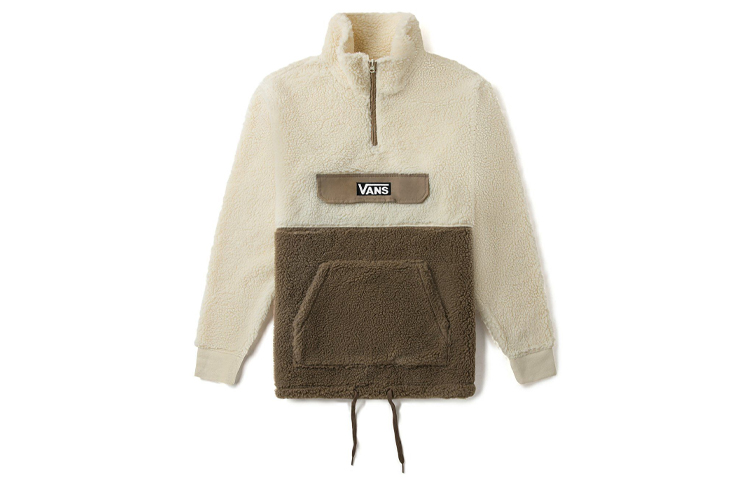 Vans Retro Half-Zip Fleece Pullover Sweatshirt Beige (Couples Style) VN0A4RZOZON