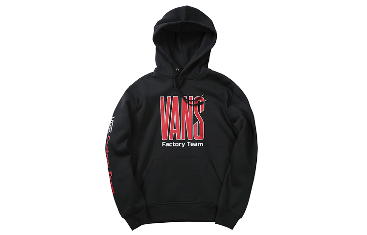 Vans Retro Hoodie Large Logo Fleece Sweatshirt Unisex Black VN0A3QSABLK