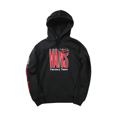 Vans Retro Hoodie Large Logo Fleece Sweatshirt Unisex Black VN0A3QSABLK