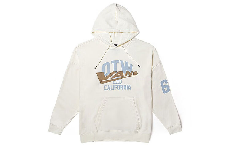 Vans Retro Letter Print Hoodie Unisex Off-White VN000FDEFS8