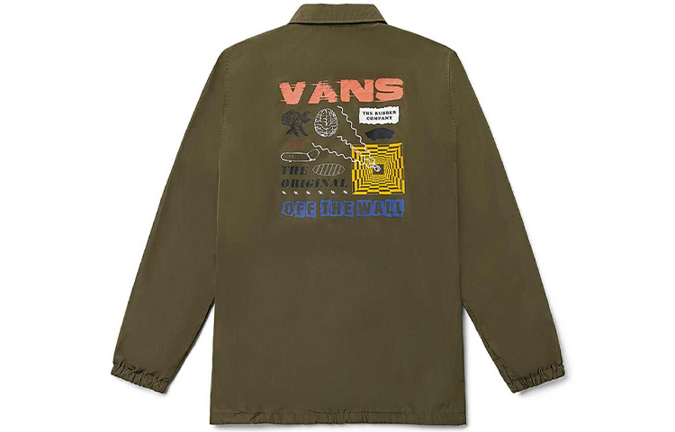 Vans Retro Logo Graphic Military Green Jacket - Unisex Casual Sport Style VN0A5H8RKCZ