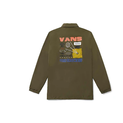 Vans Retro Logo Graphic Military Green Jacket - Unisex Casual Sport Style VN0A5H8RKCZ