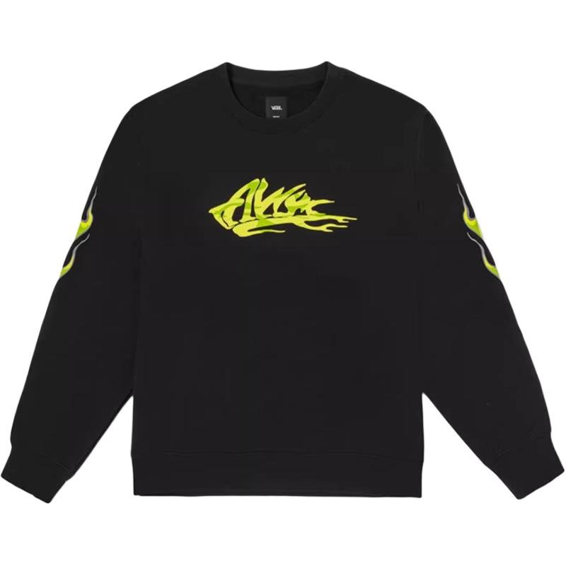 Vans Retro Print Pullover Sweatshirt Black Unisex Fleece-Lined VN00061GBLK