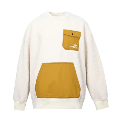 Vans Retro Style Fleece Crewneck Sweatshirt Cream Unisex VN0A5H7M3KS