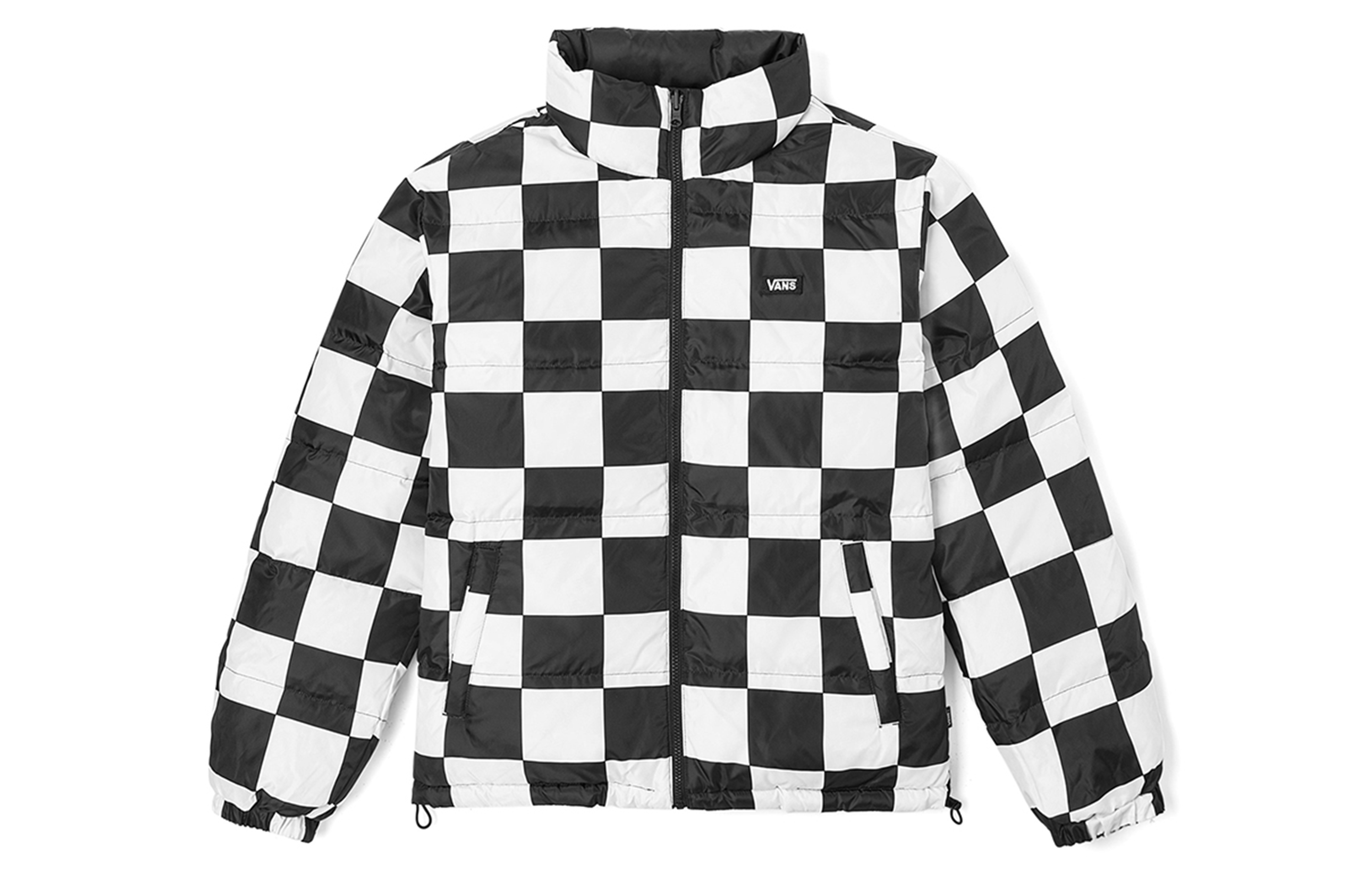 Vans Reversible Checkerboard Puffer Jacket Winter Unisex Black Long Sleeve VN00090RBLK