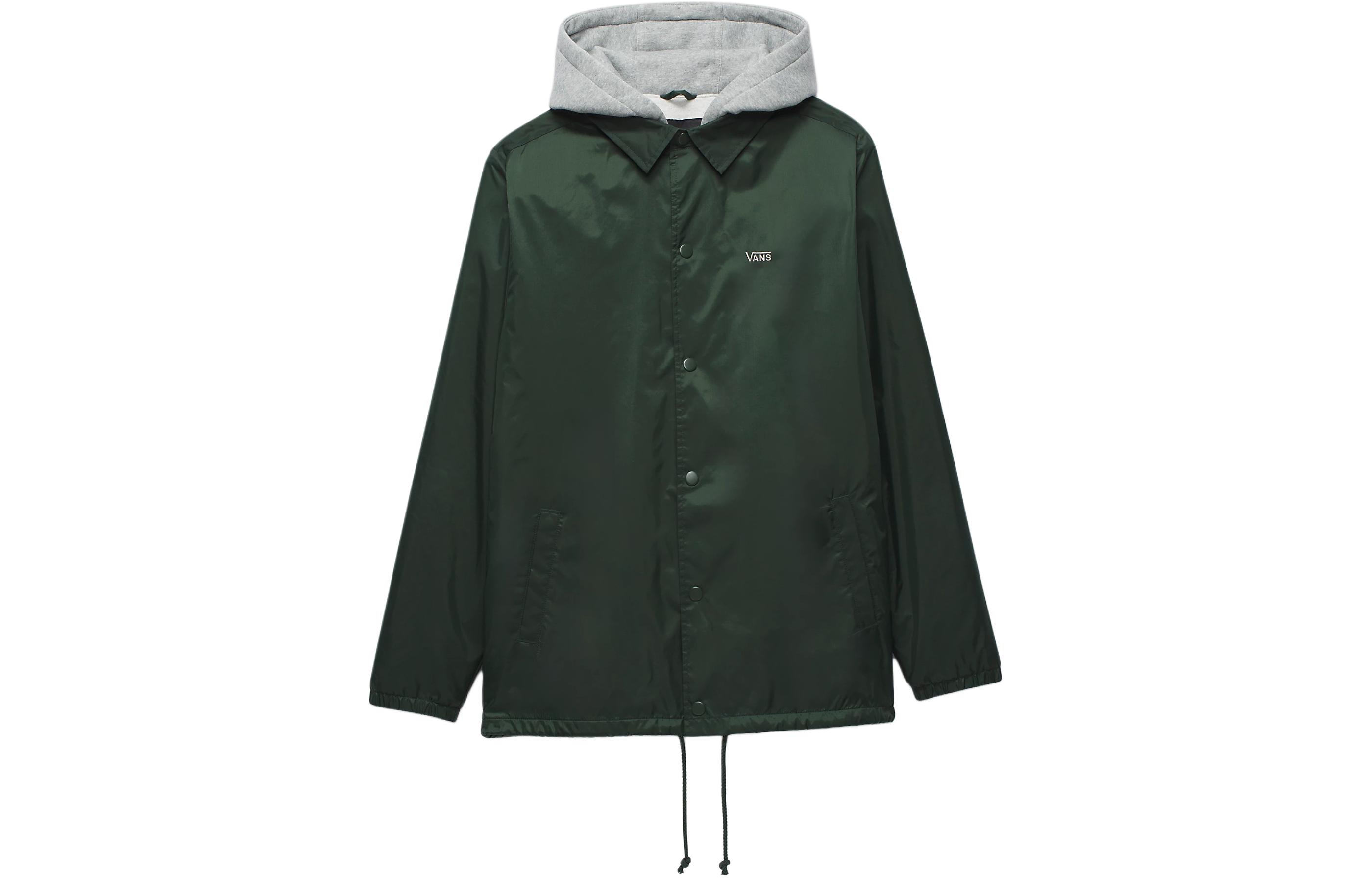 Vans Riley Logo Printed Drawstring Hooded Jacket Green - Long Sleeve VN0A3HOUBZ0