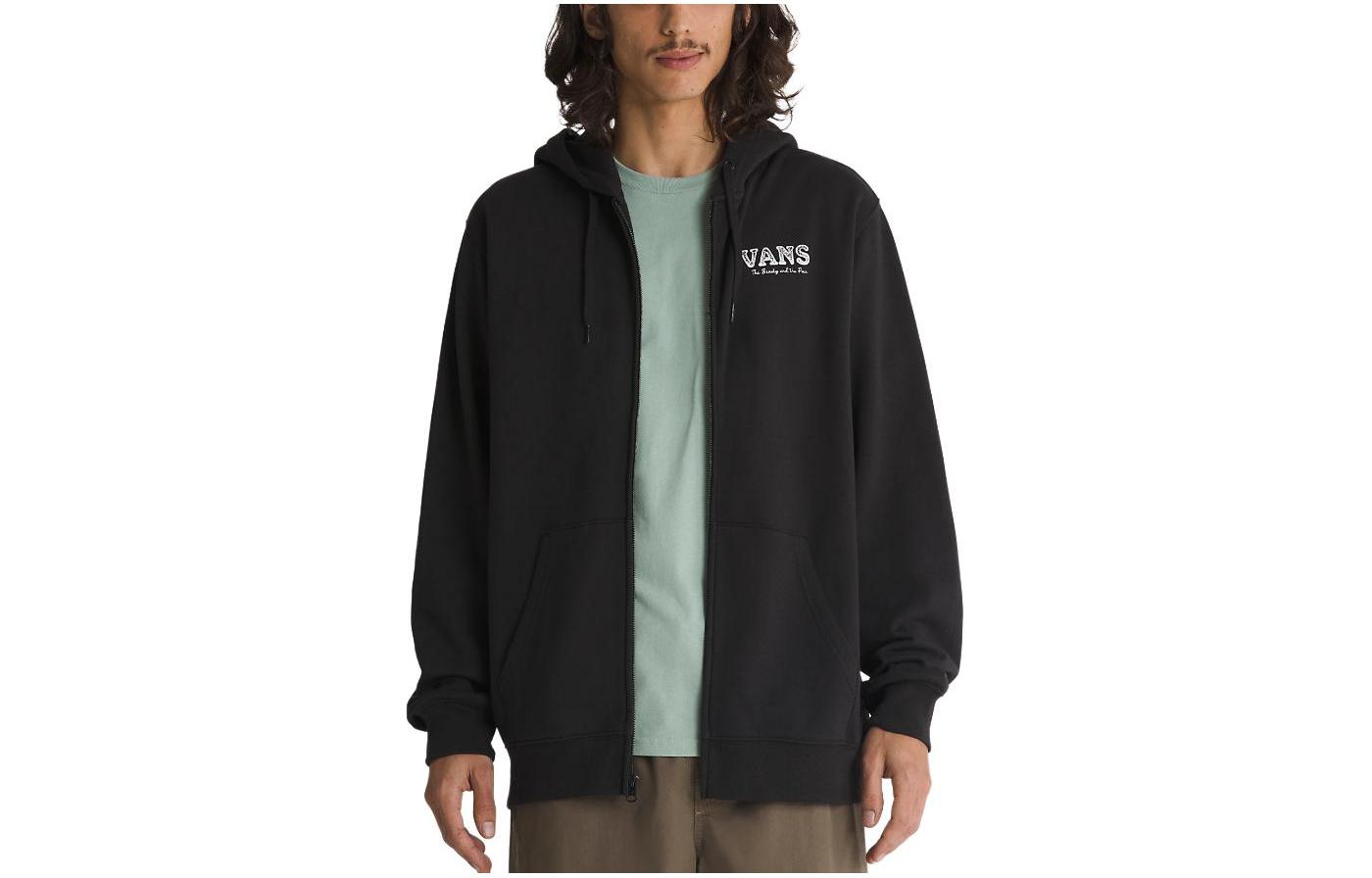 Vans Rose Rosette Full Zip Hoodie Black Printed Long-Sleeve Jacket VN000GE1BLK
