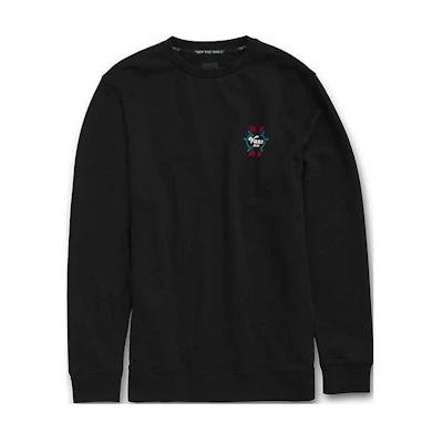 Vans Roses Crew Embroidered Logo Sweatshirt Black VN0A5KEDBLK