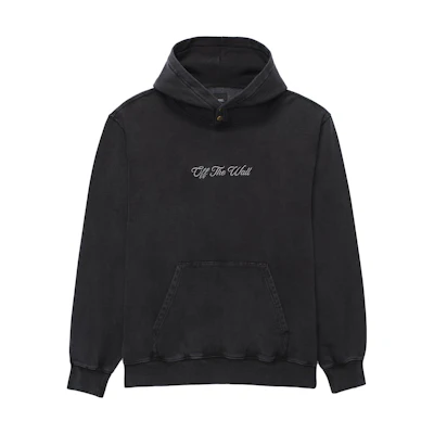 Vans Scripted Double Snap Loose Pullover Hoodie Black - Embroidered Logo VN000ABNBLK