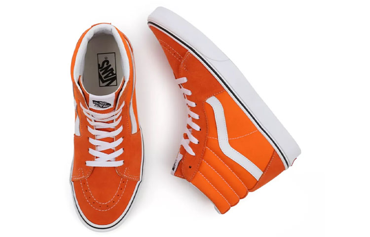 Shop Vans Sk8-Hi 高筒休閒滑板鞋 男女共款 橙白