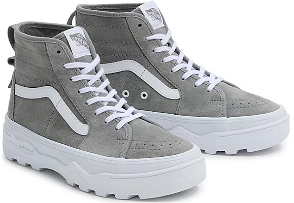 Vans SK8 HI 減震耐磨 高幫 休閒鞋 男女同款 灰白色 Lookbook Vans SK8 HI 減震耐磨 高幫 休閒鞋 男女同款 灰白色