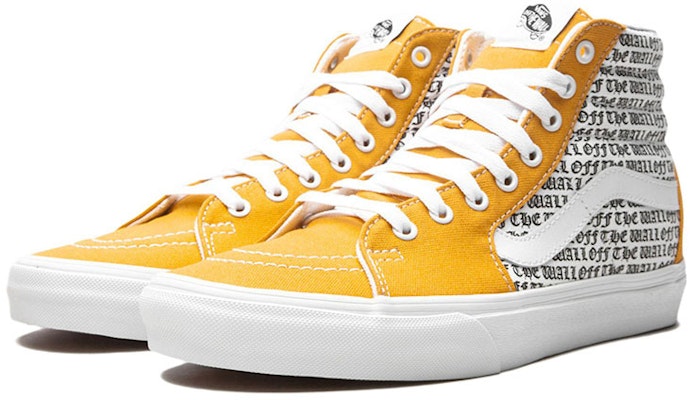 Vans Sk8-Hi 高筒休閒板鞋 男女同款 黃白 滿印字母 Order Vans Sk8-Hi 高筒休閒板鞋 男女同款 黃白 滿印字母