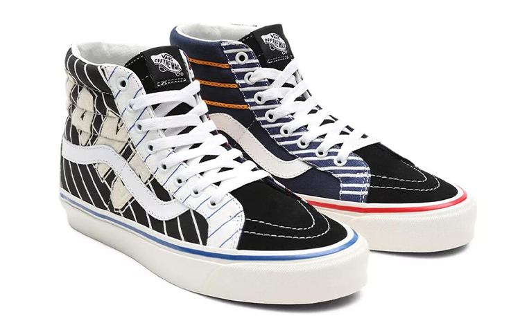 Lookbook 반스 스케이트-하이 블랙 화이트 레드 VN0A38GF4GE