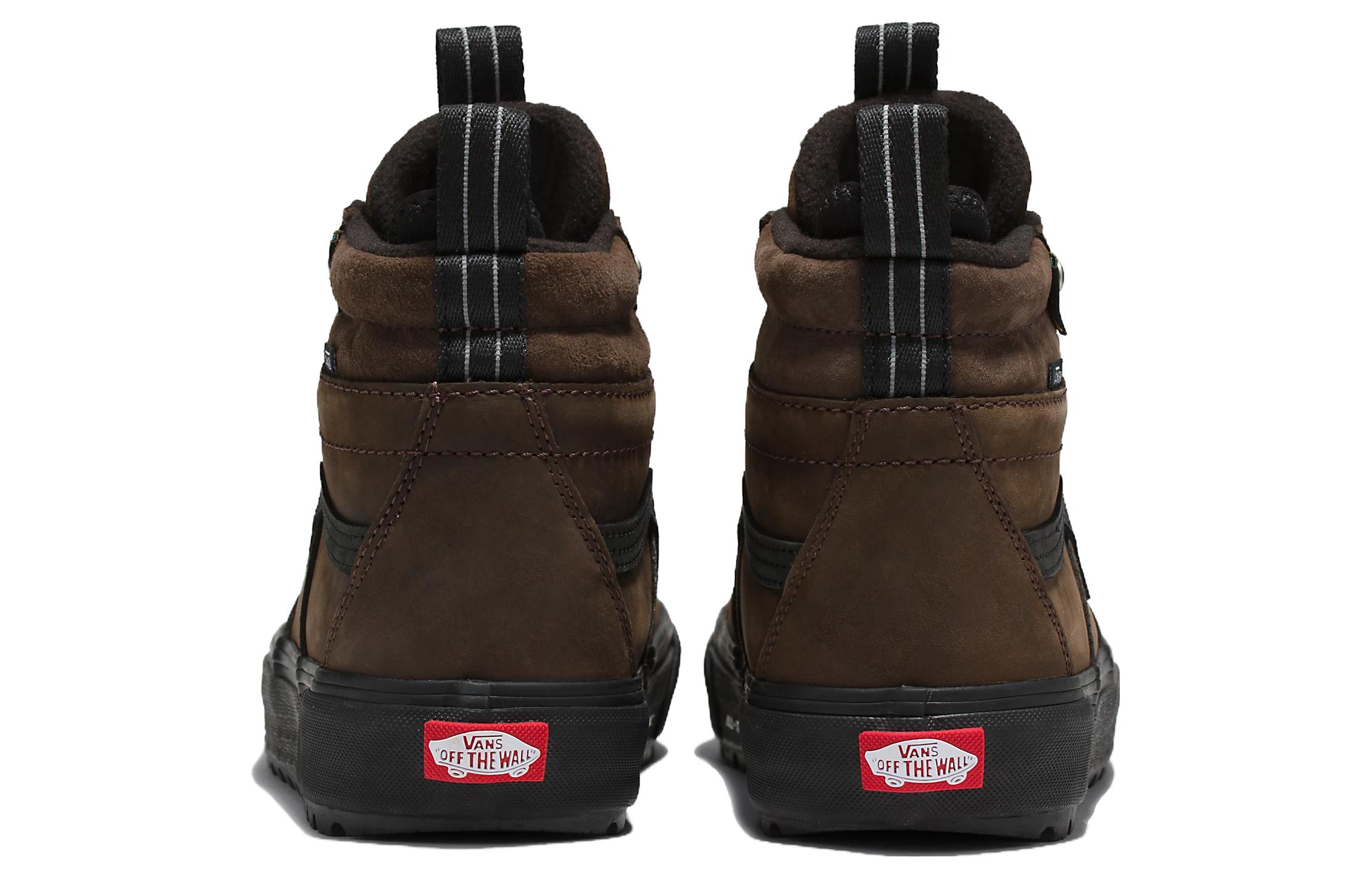 Lookbook Vans SK8 HI 舒適百搭 防滑透氣耐磨 高筒 滑板鞋 男女同款 棕色