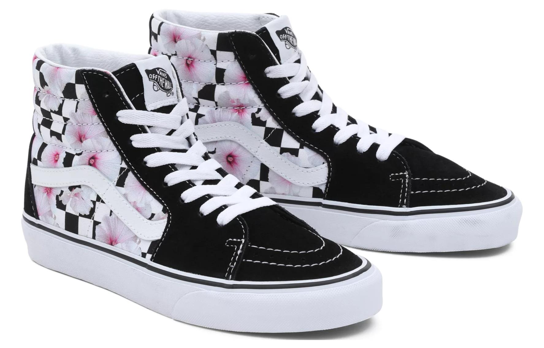 Vans Sk8-Hi Hibiscus Check Shoes 'Black White Pink' 圖 3