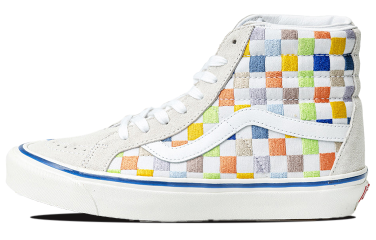 Vans SK8-HI High Top Casual Skate Shoes Unisex Beige Multi-Color Grid 'Cream' VN0A5KRIAVZ