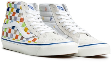 Vans SK8-HI Kasut Skate Tinggi Unisex Beige Multi-Color Grid 'Cream'. VN0A5KRIAVZ Lookbook Vans SK8-HI Kasut Skate Tinggi Unisex Beige Multi-Color Grid 'Cream'. VN0A5KRIAVZ