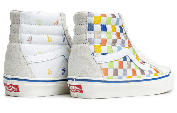 Shop Vans SK8-HI Kasut Skate Tinggi Unisex Beige Multi-Color Grid 'Cream'. VN0A5KRIAVZ