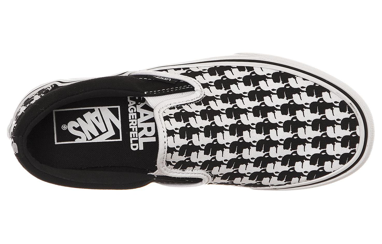 Shop KARL LAGERFELD x Vans 低筒防磨布鞋 男女同款 黑白