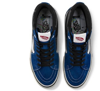 Vans SK8 HI Pro Ltd 火焰圖案中底 耐磨防滑 高筒 滑板鞋 共享款 黑藍 Lookbook Vans SK8 HI Pro Ltd 火焰圖案中底 耐磨防滑 高筒 滑板鞋 共享款 黑藍