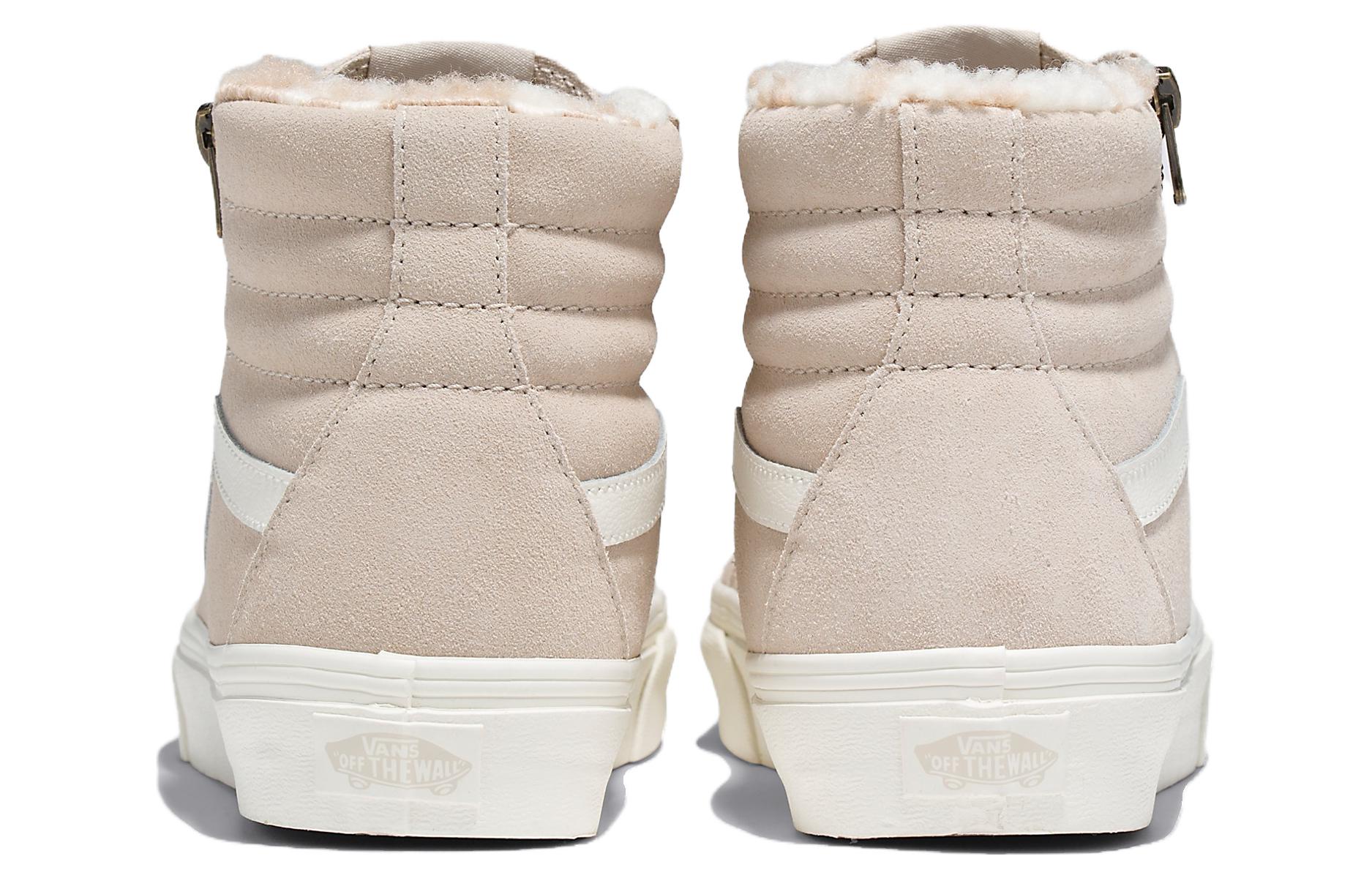 Lookbook Vans Sk8-Hi Reissue Side Zip Cozy Hug Sherpa 'Beige' Wanita VN0007NZBLL