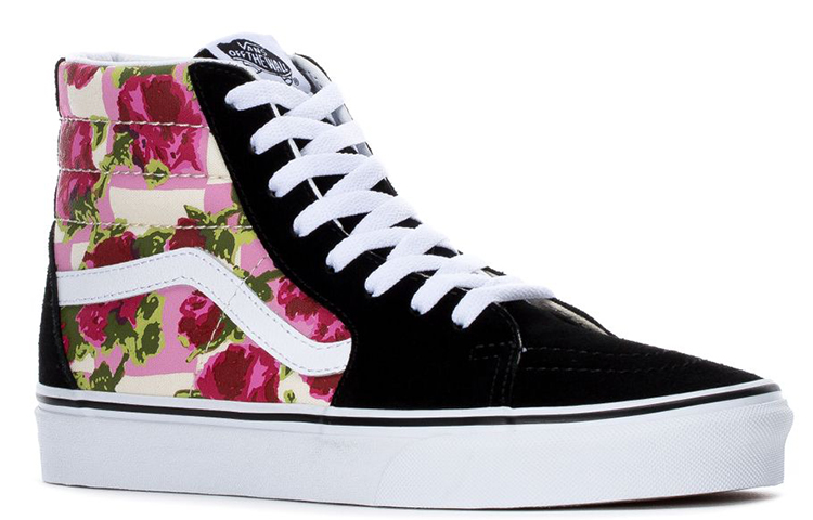 Order Vans SK8 HI Romantic Floral 復古 水彩玫瑰花 高筒 滑板鞋 女款 黑粉