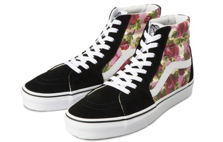 Lookbook Vans SK8 HI Romantic Floral 復古 水彩玫瑰花 高筒 滑板鞋 女款 黑粉