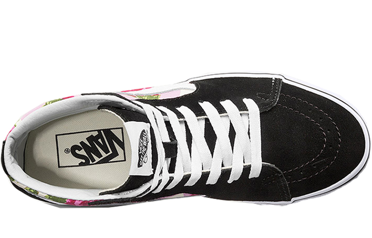 Shop Vans SK8 HI Romantic Floral 復古 水彩玫瑰花 高筒 滑板鞋 女款 黑粉