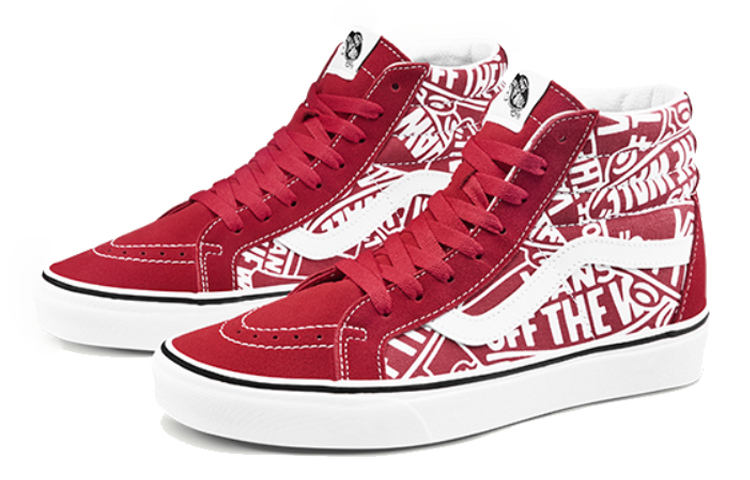 Lookbook Vans Sk8-Hi 复刻版 复古高帮滑板鞋 男女款 红白色 VN0A2XSBUKL