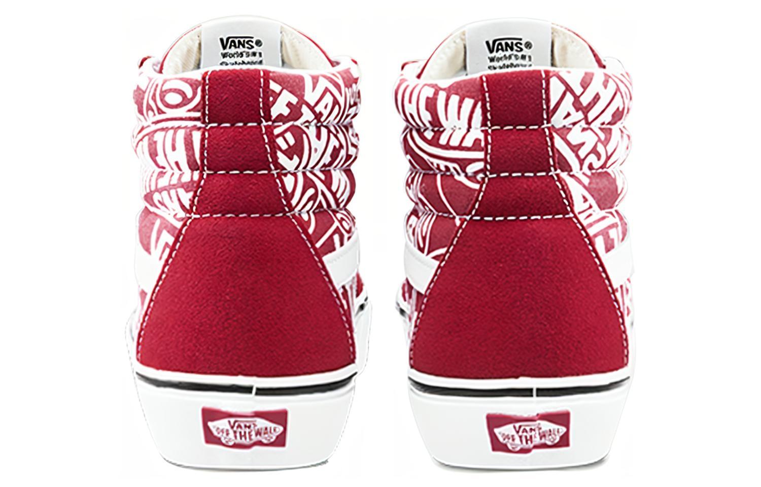 Shop Vans Sk8-Hi 复刻版 复古高帮滑板鞋 男女款 红白色 VN0A2XSBUKL