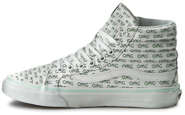 Vans Sk8-Hi Slim 字母滿印 潮流百搭 高幫休閒板鞋 白綠 Buy Vans Sk8-Hi Slim 字母滿印 潮流百搭 高幫休閒板鞋 白綠