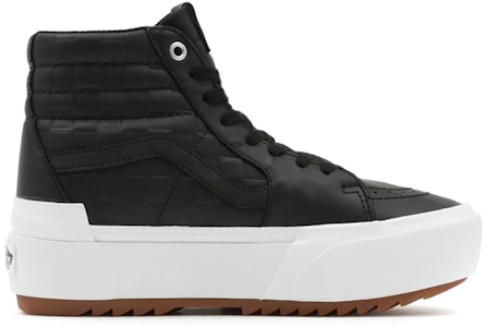 Vans 壓花格紋 Sk8-hi Stacked 耐磨防滑 高幫休閒板鞋 男女同款 黑白色 Order Vans 壓花格紋 Sk8-hi Stacked 耐磨防滑 高幫休閒板鞋 男女同款 黑白色